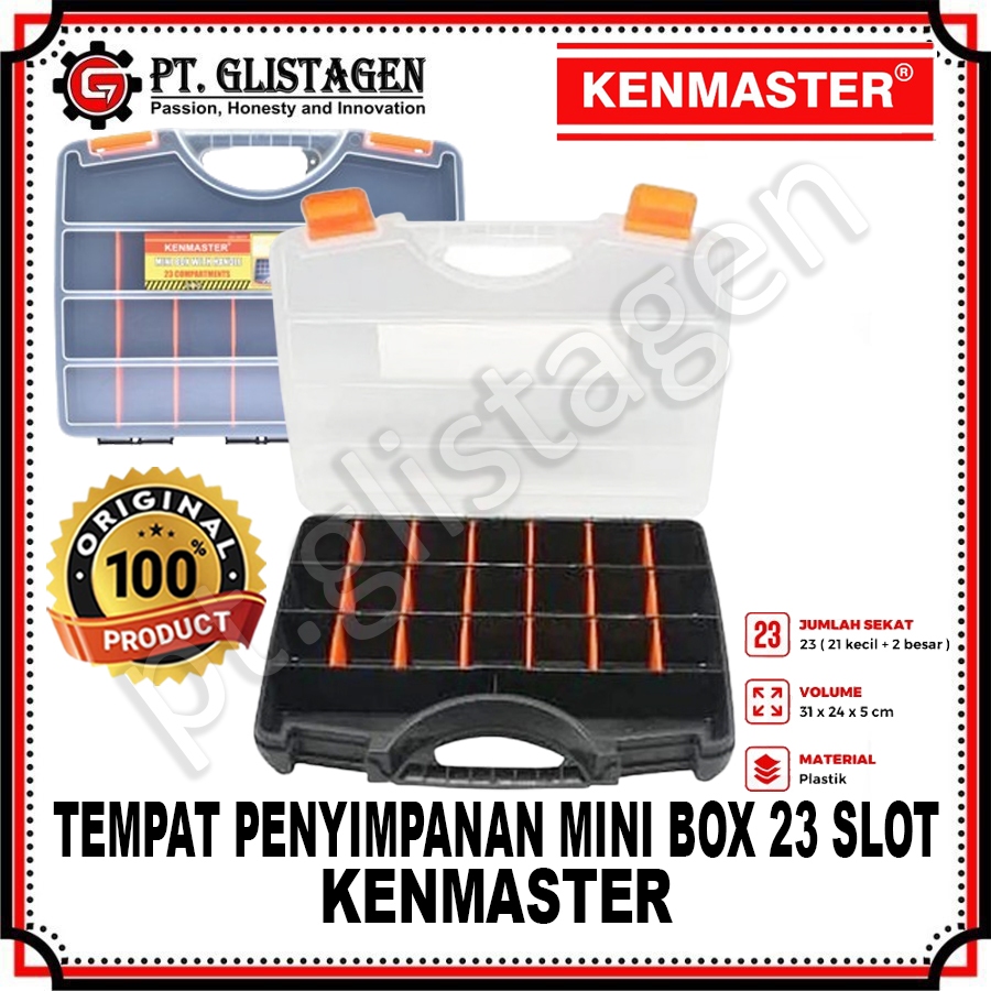 KENMASTER MK 23 SLOT Mini Box 23 Slot Mini Tool Box Plastik Toolbox With Handle Koper Rak Komponen R