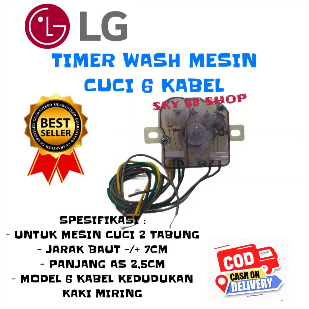 TIMER 6 KABEL MESIN CUCI LG 2 TABUNG - TIMER MESIN CUCI 6 KABEL