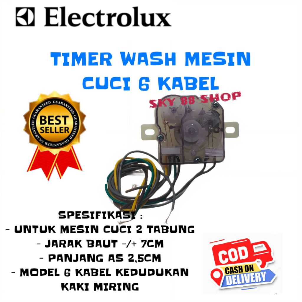 TIMER 6 KABEL MESIN CUCI ELECTROLUX 2 TABUNG - TIMER MESIN CUCI 6 KABEL