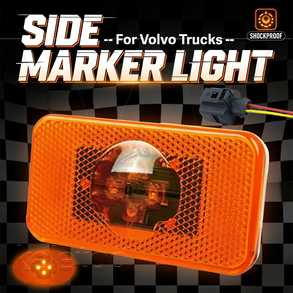 24V Lampu Led Samping Truk Led Marker Lampu Sein Samping Truk Kuning 3 Dimensi Amber Indicator Trukl