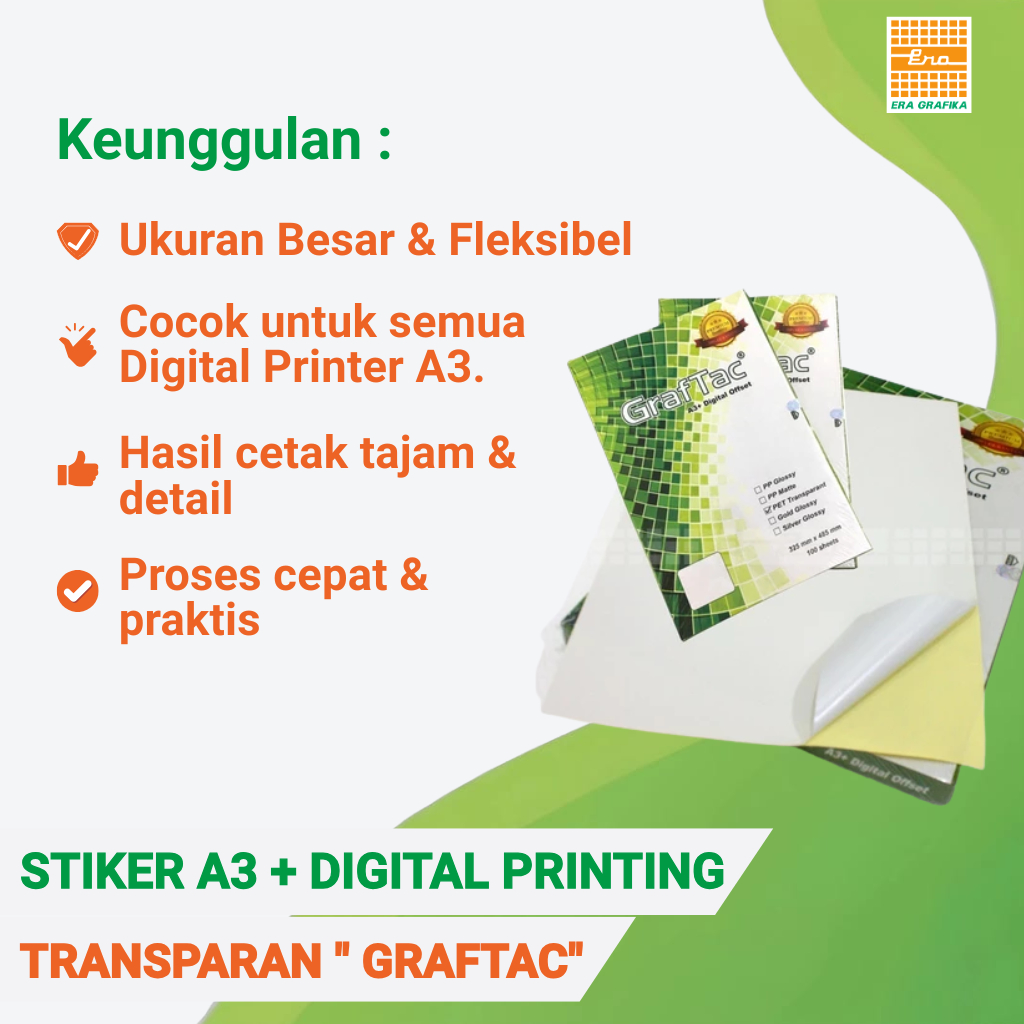 STIKER A3+ DIGITAL PRINTING TRANSPARAN " GRAFTAC"