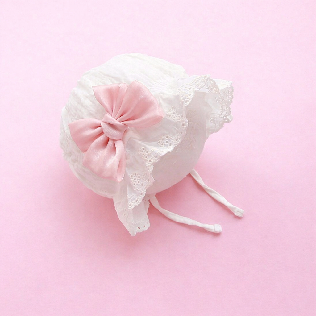 TOPI BAYI NEWBORN PEREMPUAN/ TOPI BAYI BONET PEREMPUAN -MOTIF PITA