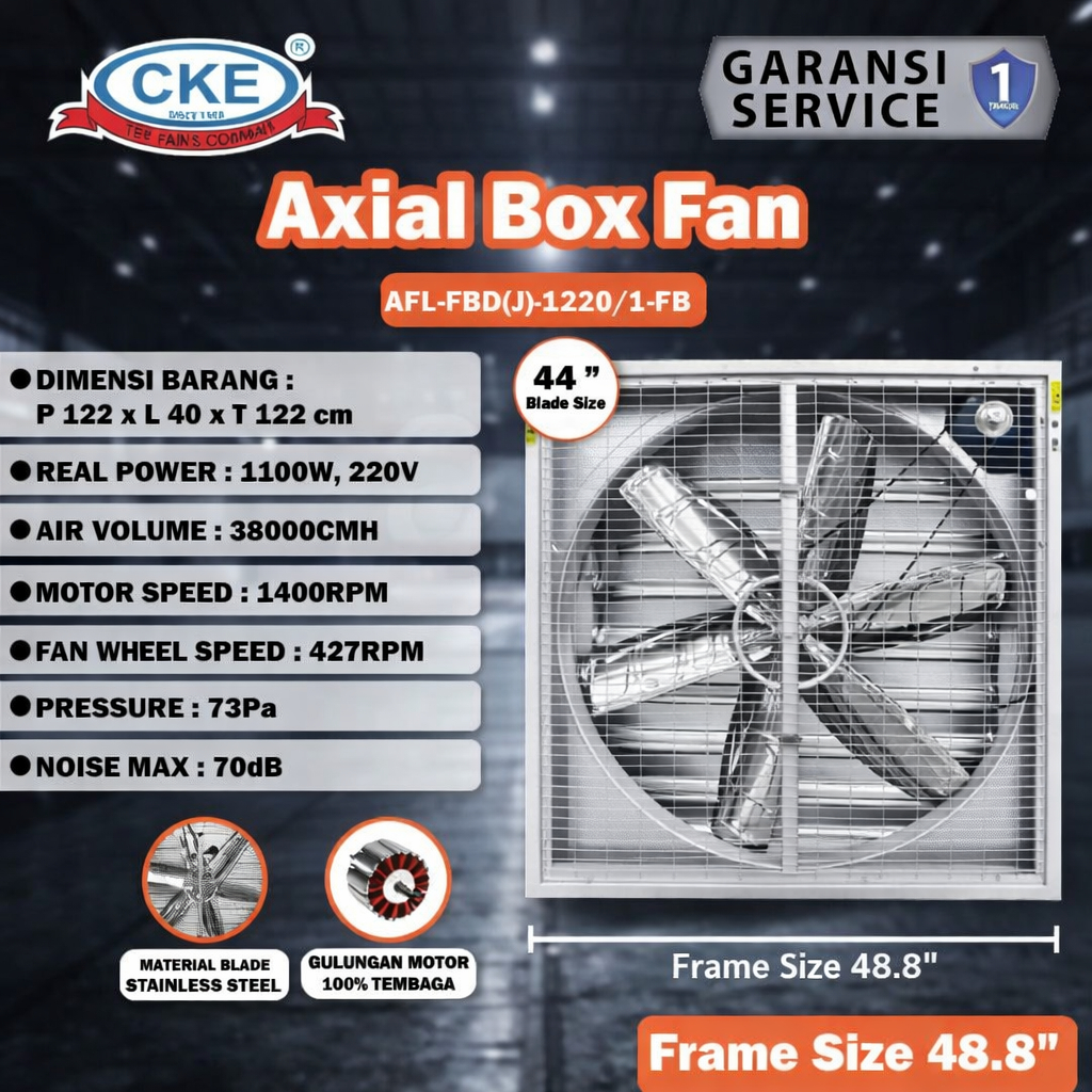 CKE Axial Box Fan Low Noise 44 Inch Kipas Kandang Ayam Blower Kandang Ayam 1 Phase