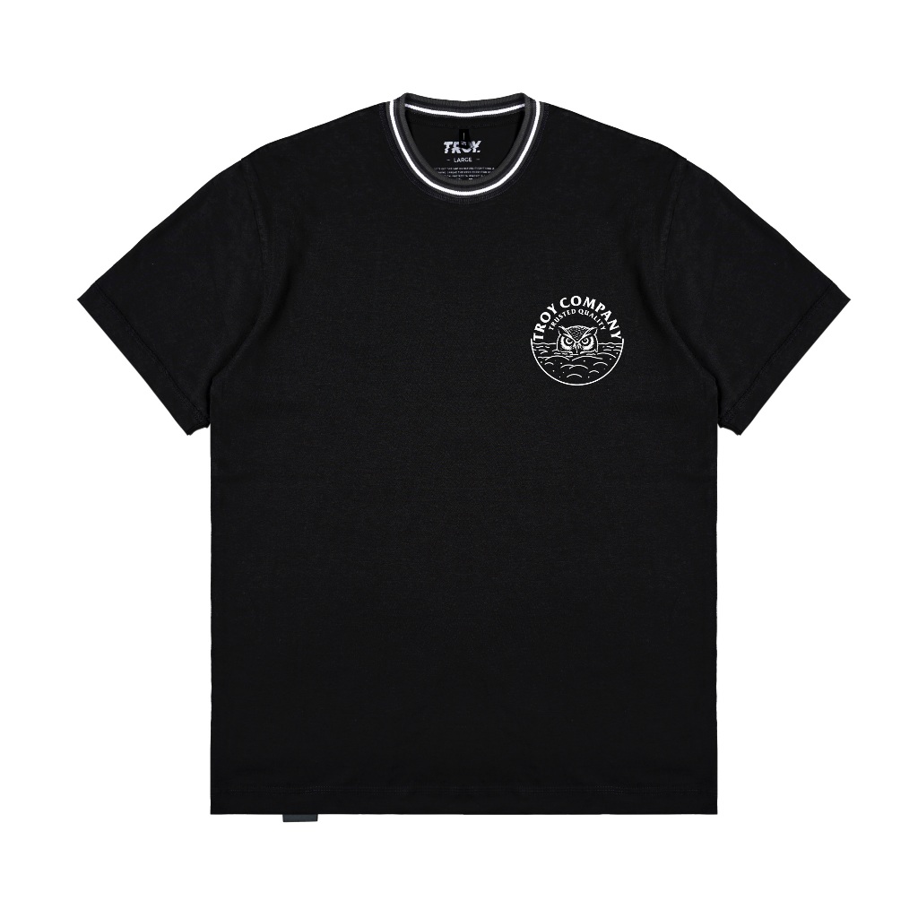 Troy Company Neck Stripe Tshirt Black Nocturn - Kaos Lengan Pendek Kaos Hitam KST 3541-3A1W1B