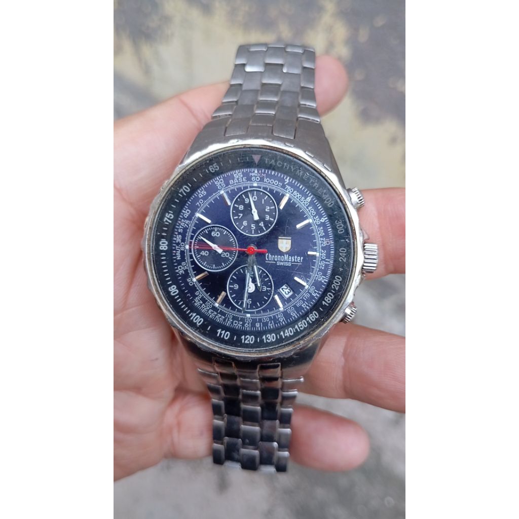 jam tangan chronomaster chronograph pilot style second bekas original