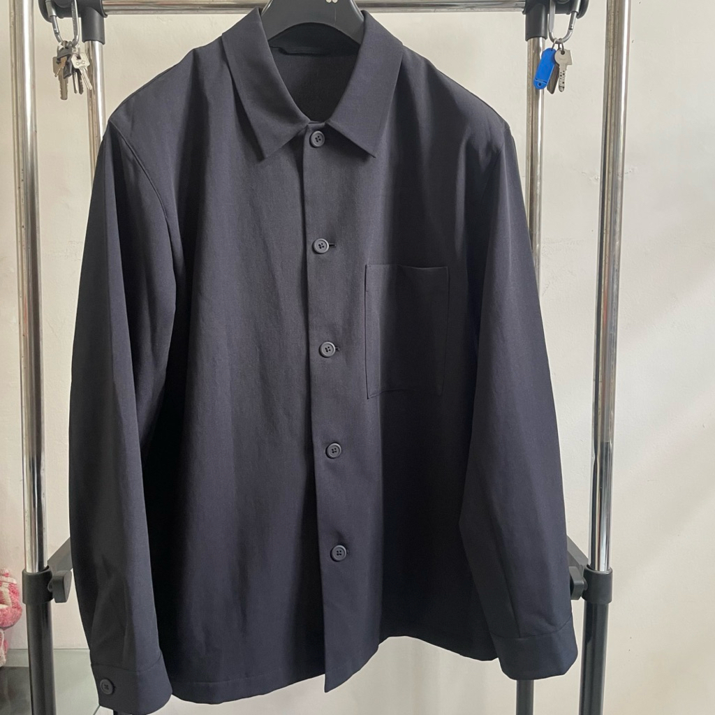 Jaket Uniqlo Shirt Jacket Wool Dark Navy Blue Biru Seperti Baru Like New BNIB