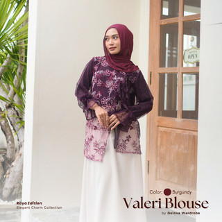 Delova Wardrobe - Blouse VALERI Pita Brokat Outer Kebaya Mix Cantily Modern Kondangan Wisuda