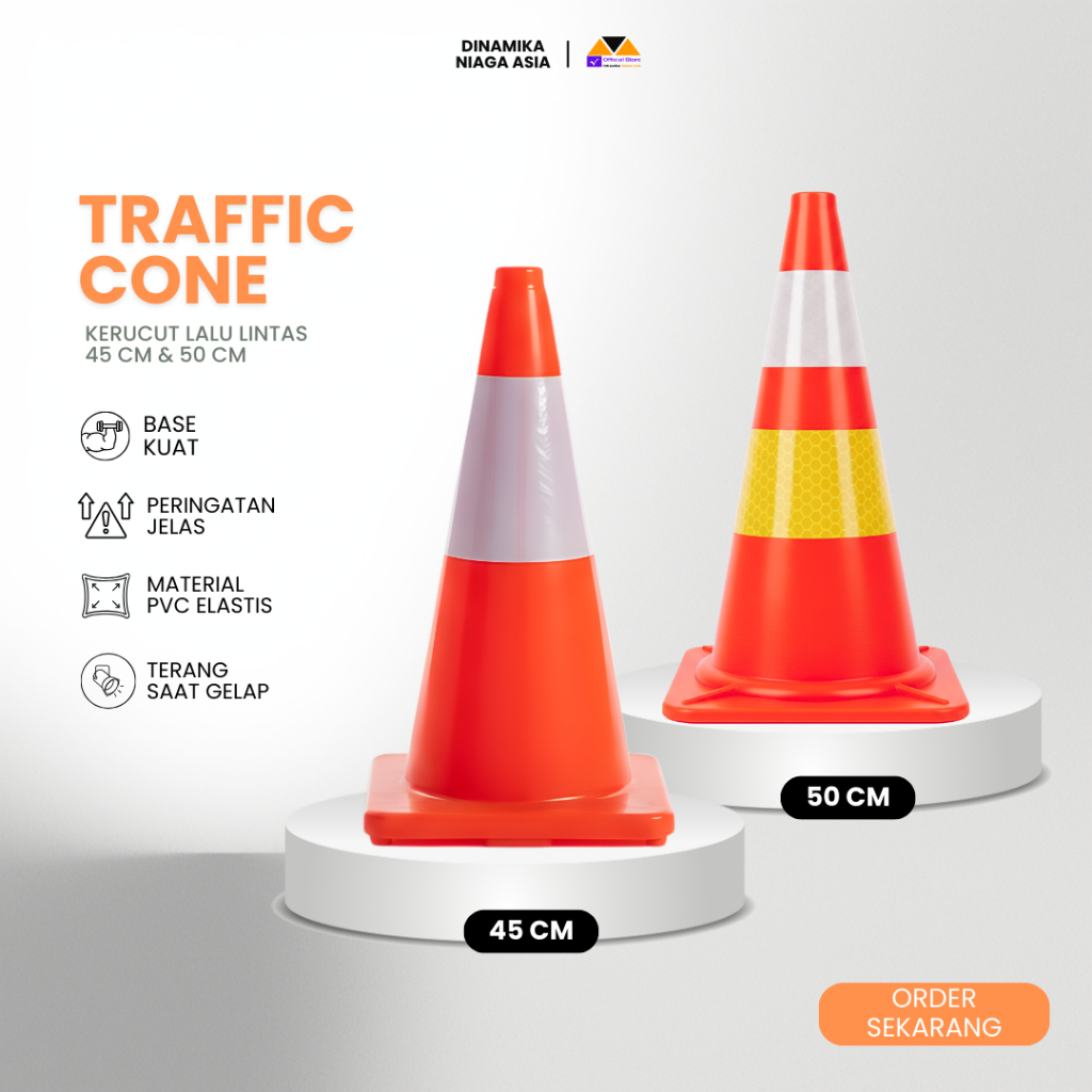 Safety Traffic Cone Rubber 45/50 cm Kerucut Lalu Lintas Karet Pengaturan Arus & Lalu Lintas