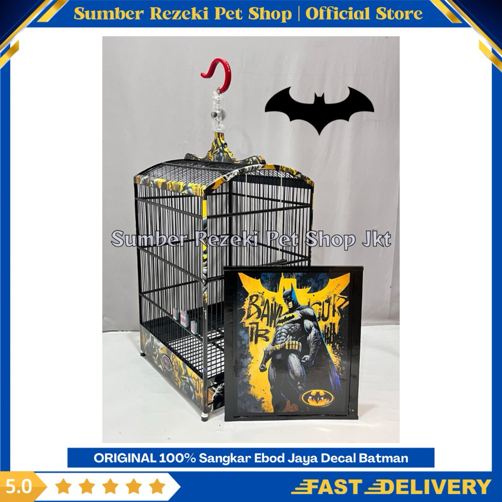 Original 100% Sangkar Burung Ebod Jaya Decal BATMAN Airbrush Gambar Warna Kuning Hitam Kandang Burun