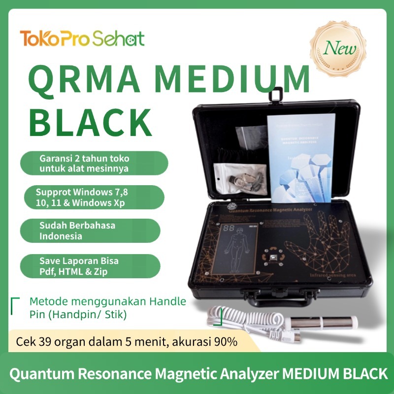 QRMA Analyzer Kesehatan | Medium Black Gold | Sensor Tangan | Garansi 2 Tahun | Terbaru
