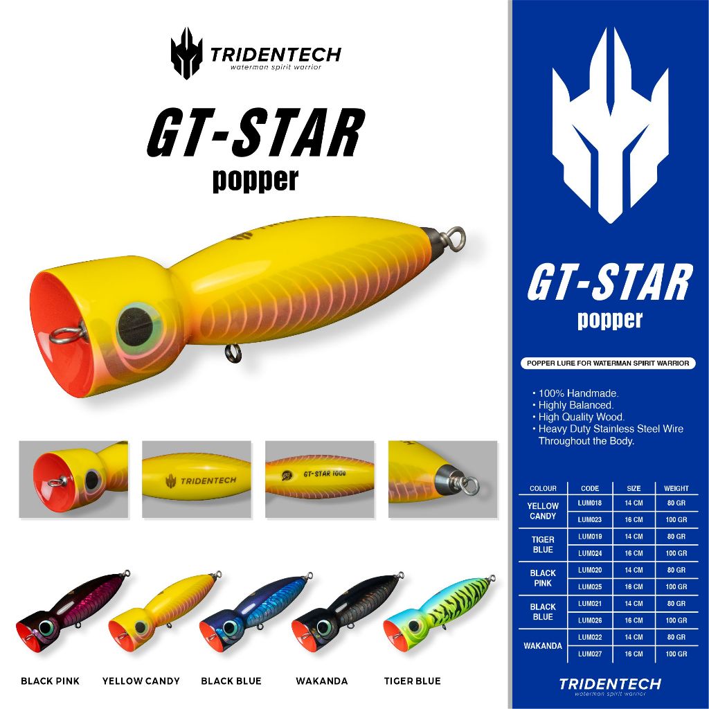 Umpan Mancing Tridentech Popper GT-Star 80g