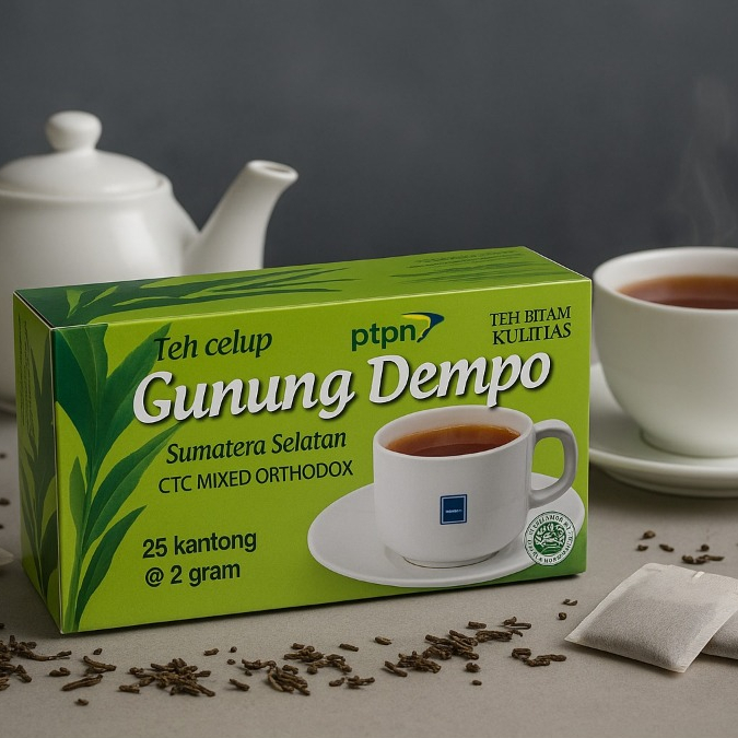 TEH CELUP HITAM GUNUNG DEMPO PAGAR ALAM KUALITAS EKSPOR @25 KANTONG