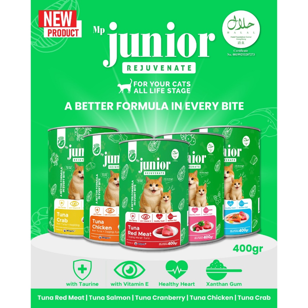 JUNIOR CANNED REJUVINATE 400GR | Makanan Kucing | Kitten Wet Food | Adult Cat Wet Food | Makanan Kuc