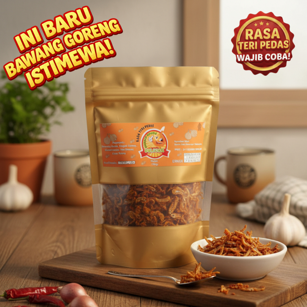 Bawang Goreng Original Renyah Gurih Homemade Rasa Teri Pedas kemasan 100 gram