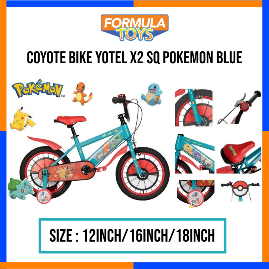 SEPEDAN ANAK COYOTE BIKE YOTEL X2 SQ POKEMON BLUE 12INCH/16INCH/18INCH