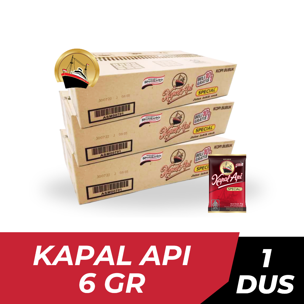 Kopi Kapal Api 6gr Kopi Serbuk Tanpa Gula - 1 Dus (20 Renceng)