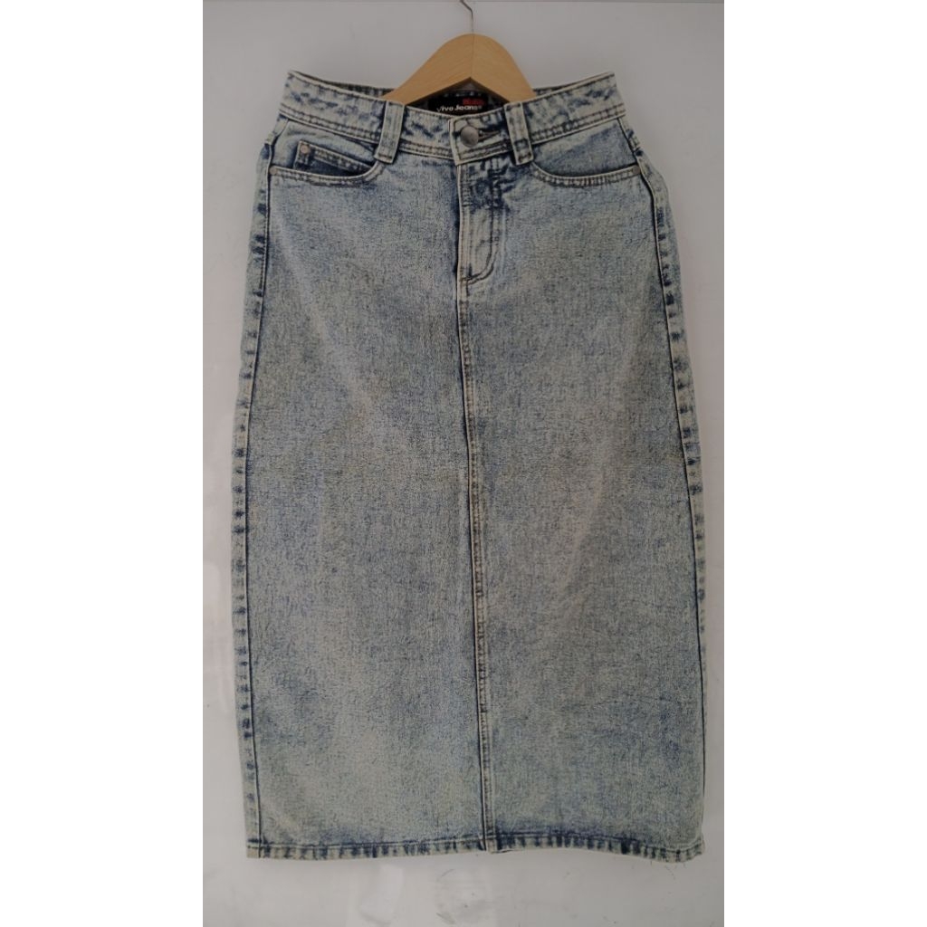 Rok Jeans Span Skirt Rok Vivo Jeans Highwaist Wanita Panjang Terbaru Terlaris