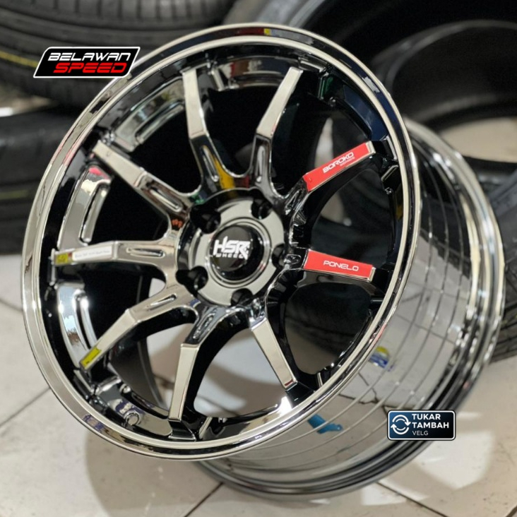 Velg Mobil HSR PONELO Ring 18 Black Chrome untuk HRV CRV Xpander Innova Rush Terios Civic Turbo R18