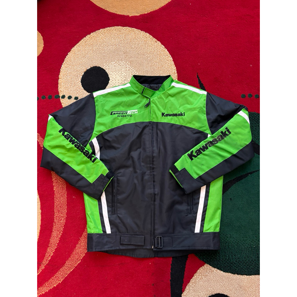 Jaket Riding Kawasaki GreenTech Hitam Hijau Original