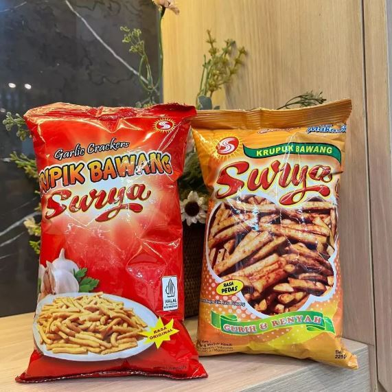 Kerupuk Bawang Surya Asli Makassar | Rasa Pedas & Original Bawang | Oleh-Oleh Khas Makassar 225gr