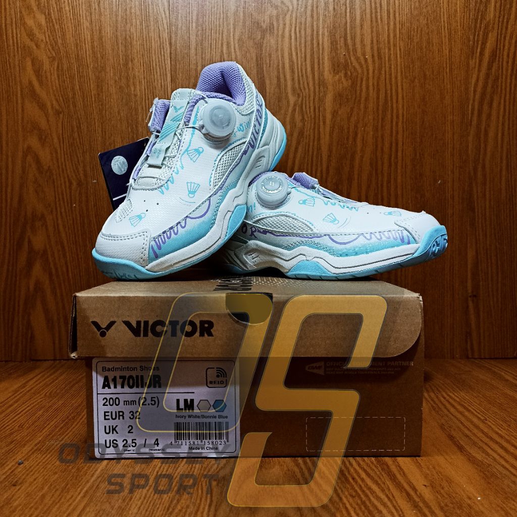 Sepatu Badminton JUNIOR VICTOR A170II (Ivory White/Blue) 100% ORIGINAL