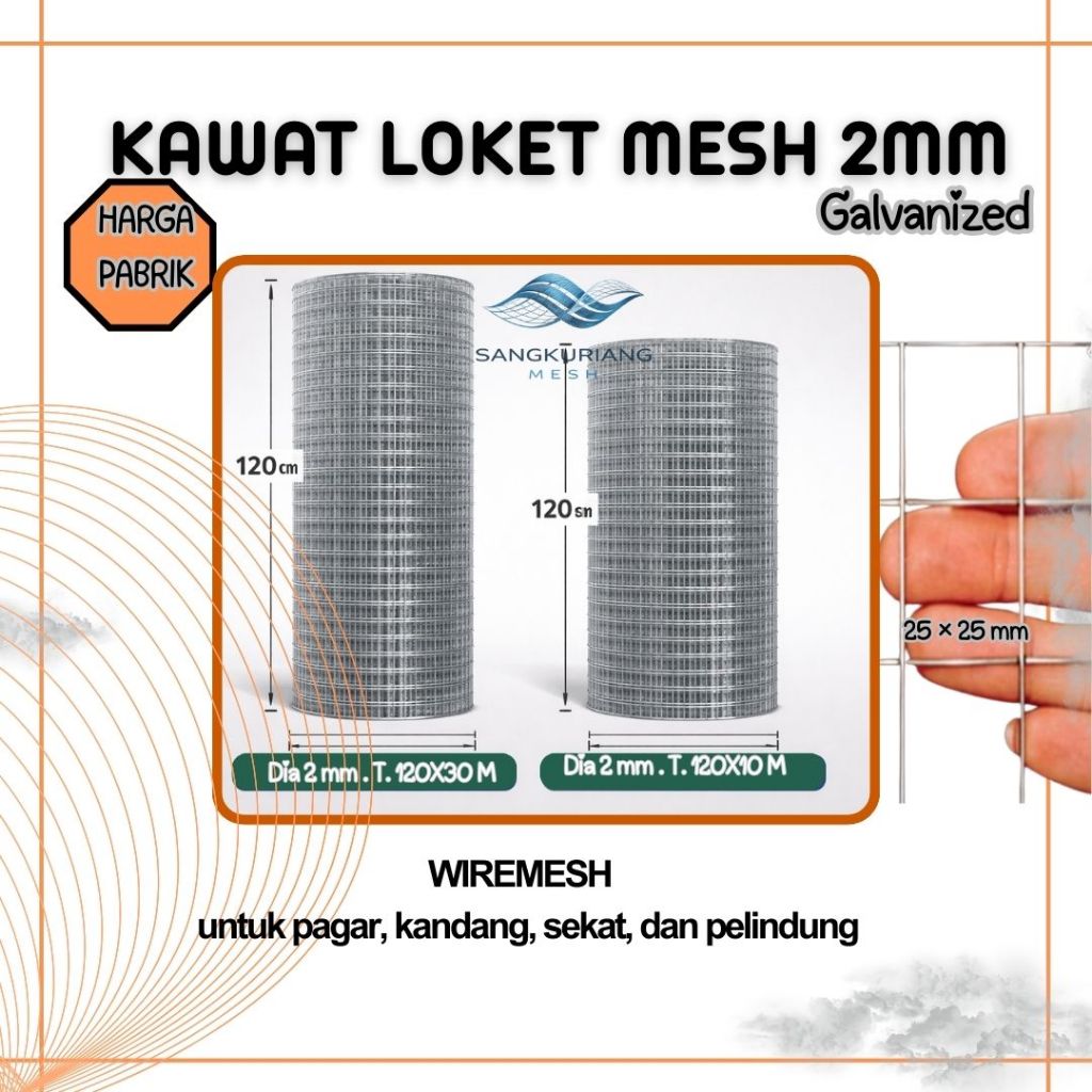Kawat Loket Galvanis Roll 2mm Mesh 25x25mm | Kawat Pagar & Kandang