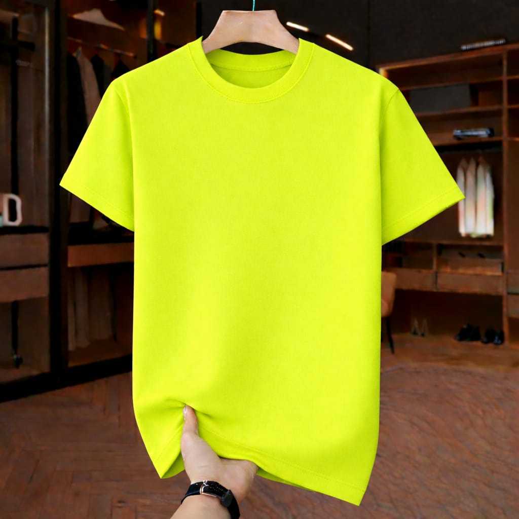 Kaos Lengan Pendek kuning lemon Unisex Polos Premium Cotton Combed Cocok Pria Wanita