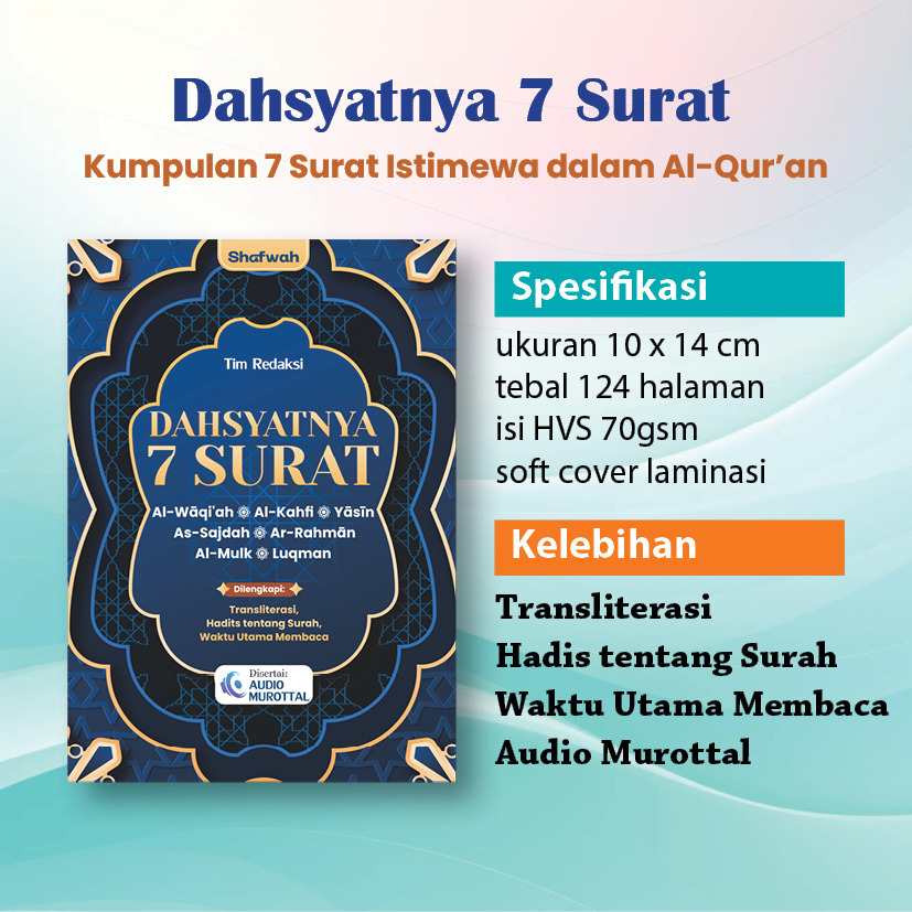 Buku Saku 7 Surat Istimewa Al-Qur'an - (Al-Waqi'ah, Al-Kahfi, Yasin, dll) - Lengkap Transliterasi & 