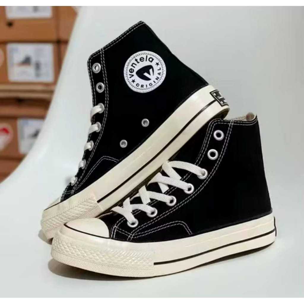 Sepatu Ventela BTS Ethnic High Hitam Putih Premium Pria&Wanita