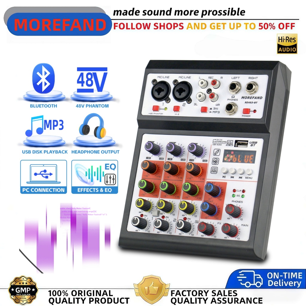 Mixer Audio Profesional 406M Termasuk mikrofon nirkabel UHF Mendukung mode EQ fungsi perekaman