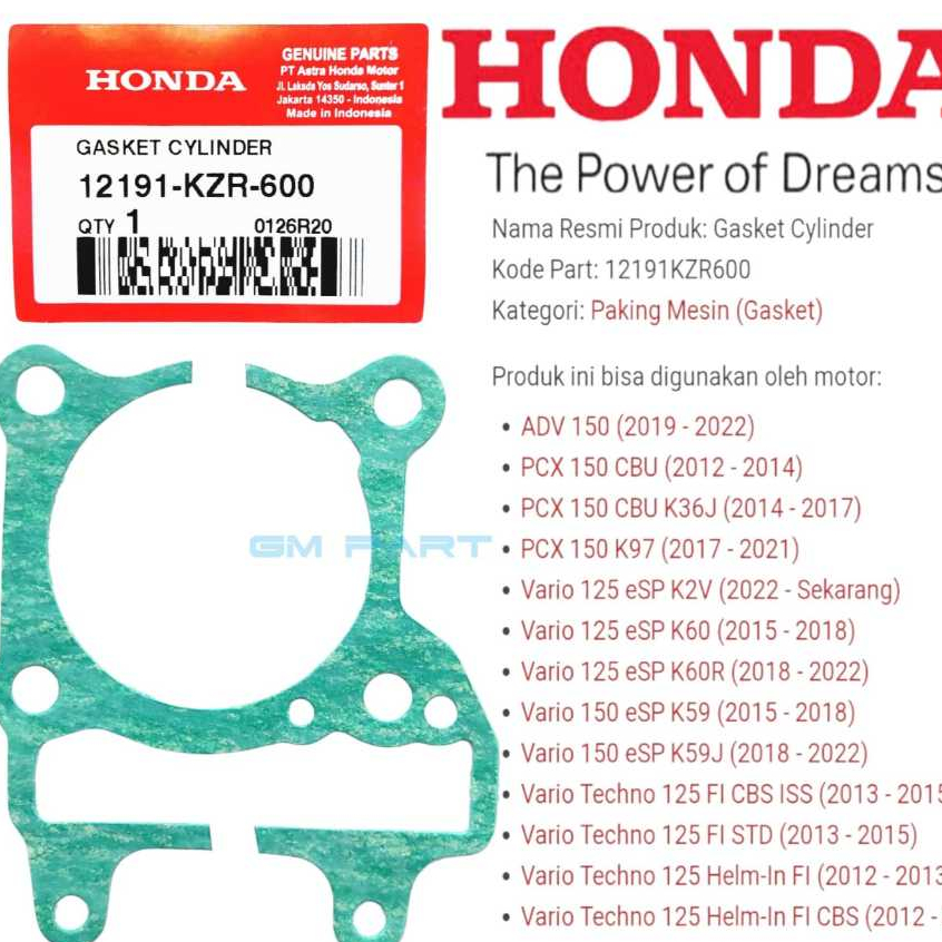 PAKING BLOK VARIO 125 VARIO 150 12191-KZR-600