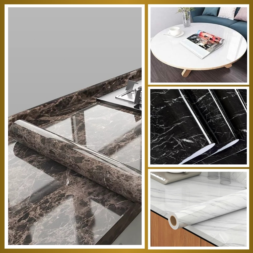 Wallsticker Wallpaper Dinding Motif Marmer Walpaper Marbel Putih Stiker Meja Dapur Tahan Minyak