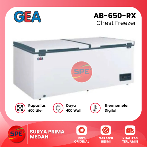 Chest Freezer GEA, Kapasitas 600 Liter, Daya Listrik: 400 Watt, AB-650RX GARANSI RESMI