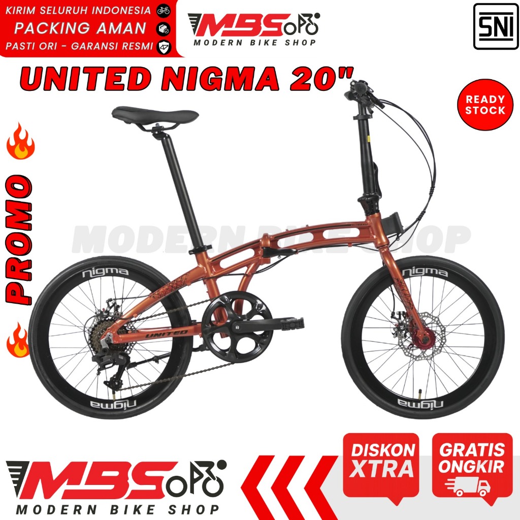Sepeda Lipat UNITED NIGMA II 20 inch ALLOY FRAME DEWASA Folding Bike 8/10 SPEED