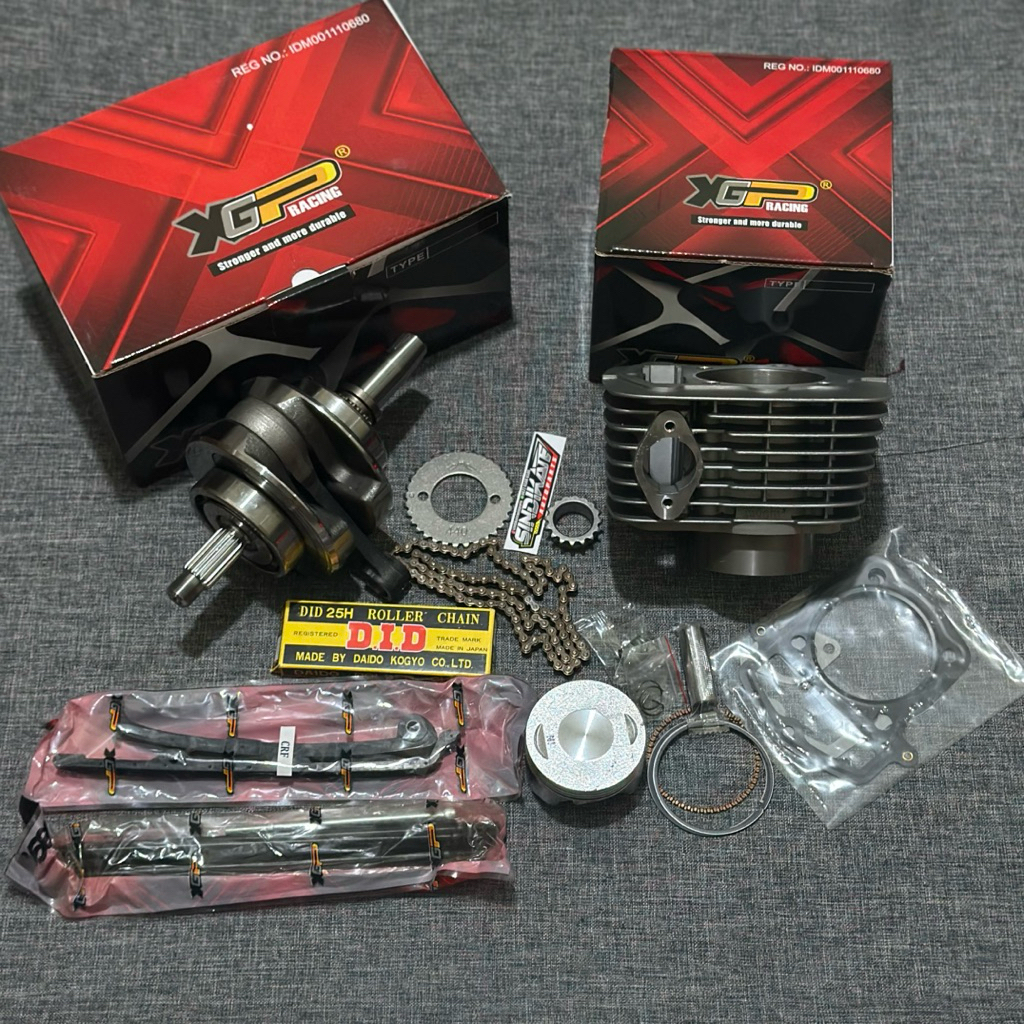 Paket Bore UP 250cc XGP Langkah 66.2 pnp CB TIGER GL MEGAPRO Block Askruk Xiema Gigi Rantai Kamprat 