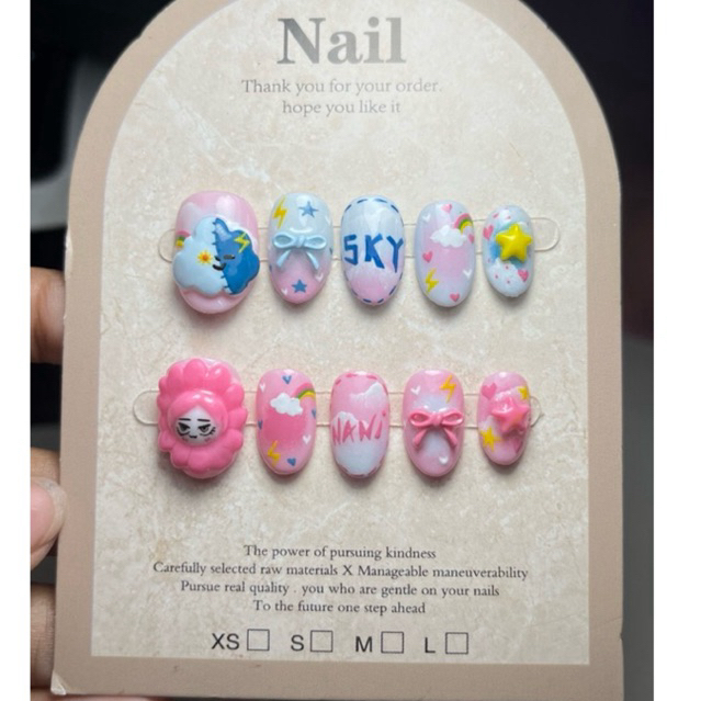 smyle neona press on nails, gmmtv nails, nail art thailand, press on nails skynani, sky nani nail ar