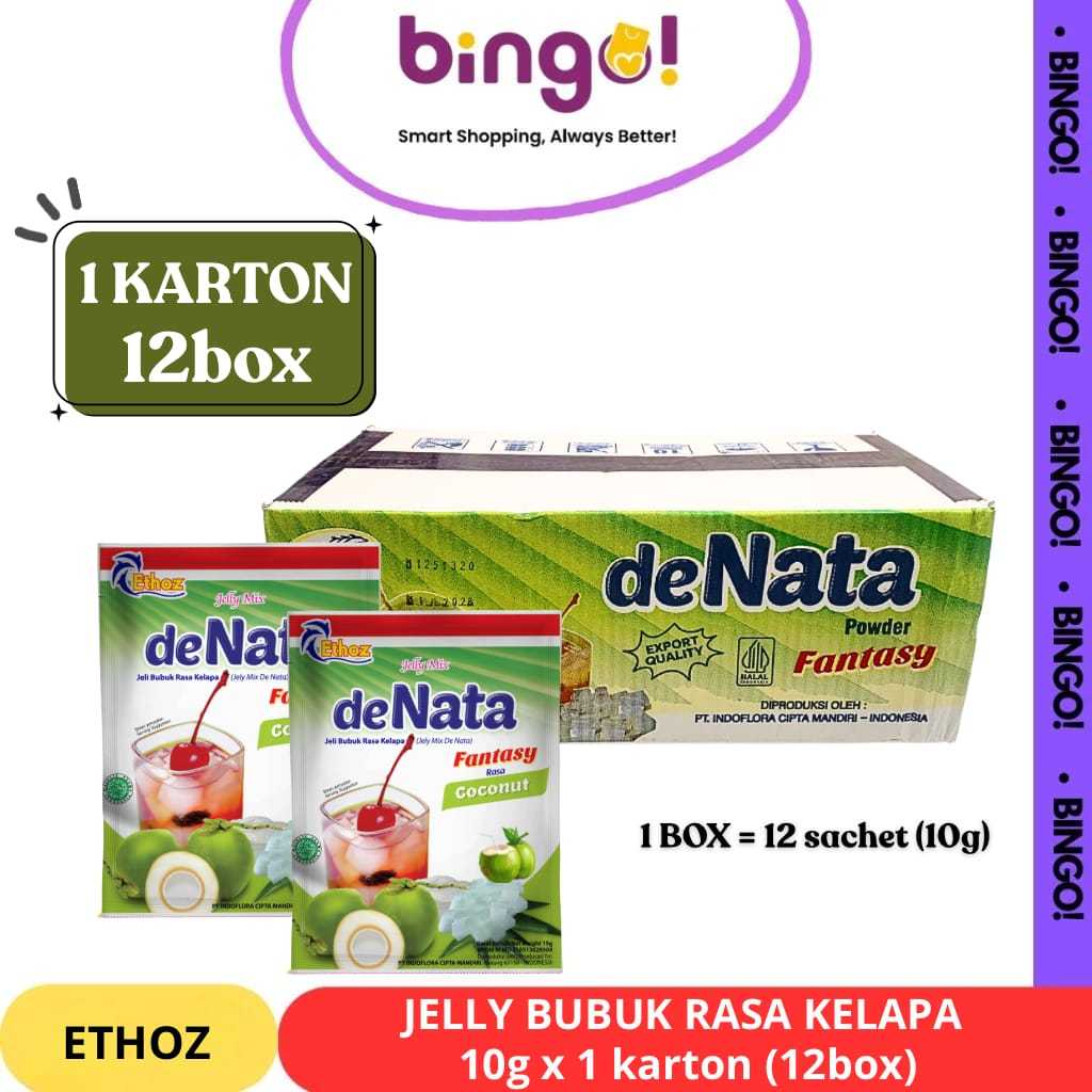 Ethoz DeNata Coconut / Jeli Kelapa Bubuk Powder 10gr – 600ml 1 Karton (12 box)