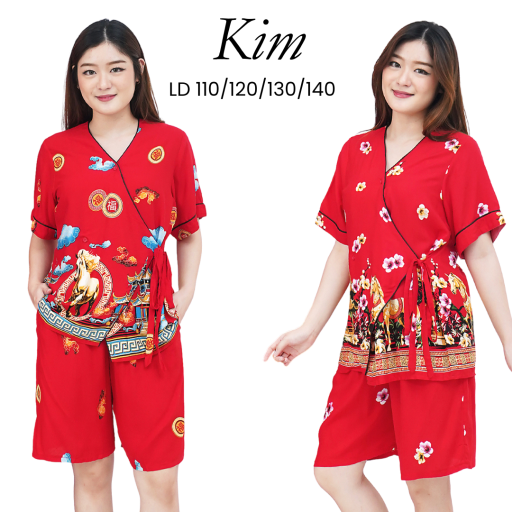 [ KIM ] LD110/120/130/140 Setelan Baju Tidur Imlek 2026 Kuda Model Kimono Rayon Premium Standar Jumb