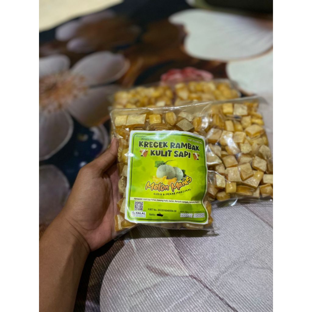 KRUPUK RAMBAK kulit sapi asli Varian Kotak 500 gram