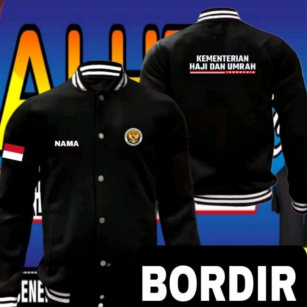 jaket bordir kementerian haji dan umrah jaket Kementerian haji dan umrah jaket varsity kementerian h