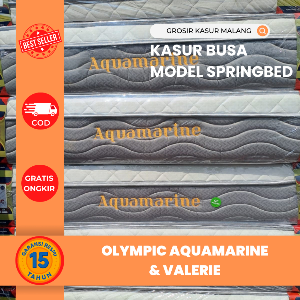Olympic Kasur Busa Model Springbed Aquamarine & Valerie High Density Knit Fabric Anti Tungau Garansi