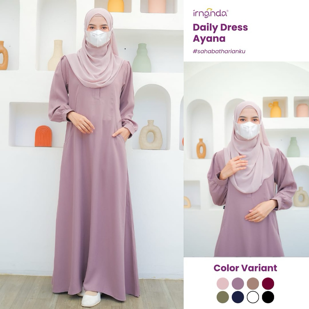 Irnanda Gamis Ayana Premium Polos Wanita Dewasa Remaja