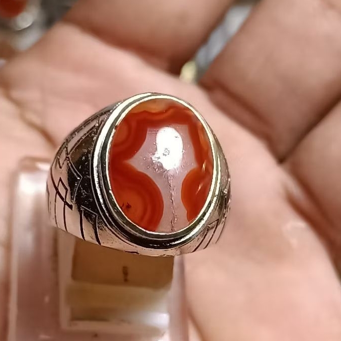 cincin batu akik motif kantong Semar