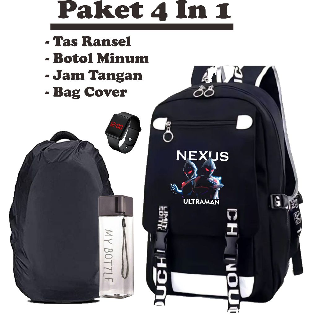 Tas Ransel Sekolah Anak Laki-Laki Fashion Korea 4in1 Gambar Karakter ULTRAMAN NEXUS PREMIUM