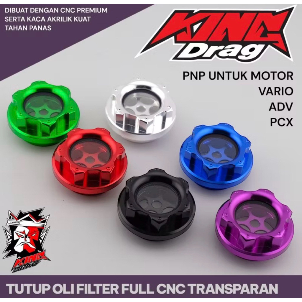TUTUP FILTER OLI KINGDRAG FULL CNC TRANSPARAN HONDA BEAT SCOOPY VARIO ADV PCX
