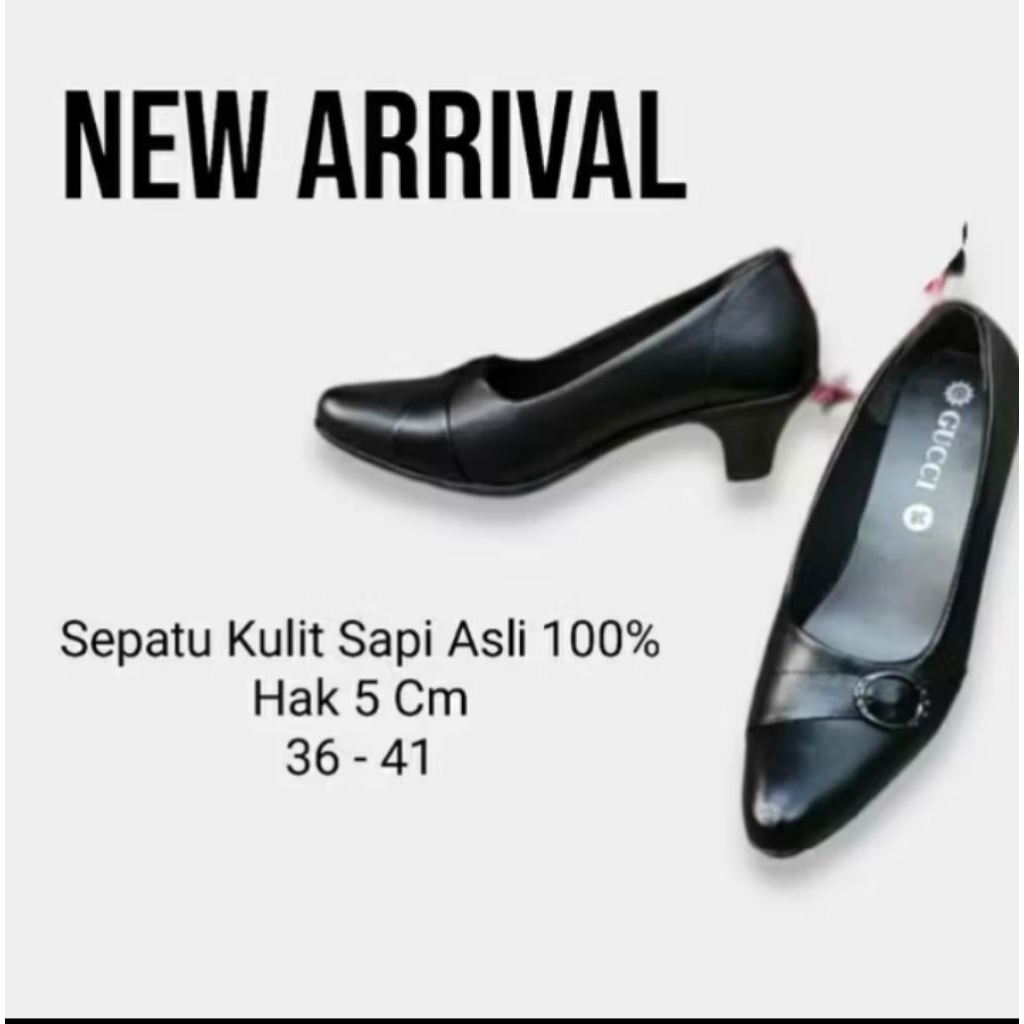 Sepatu kerja pantofel wanita kulit sapi