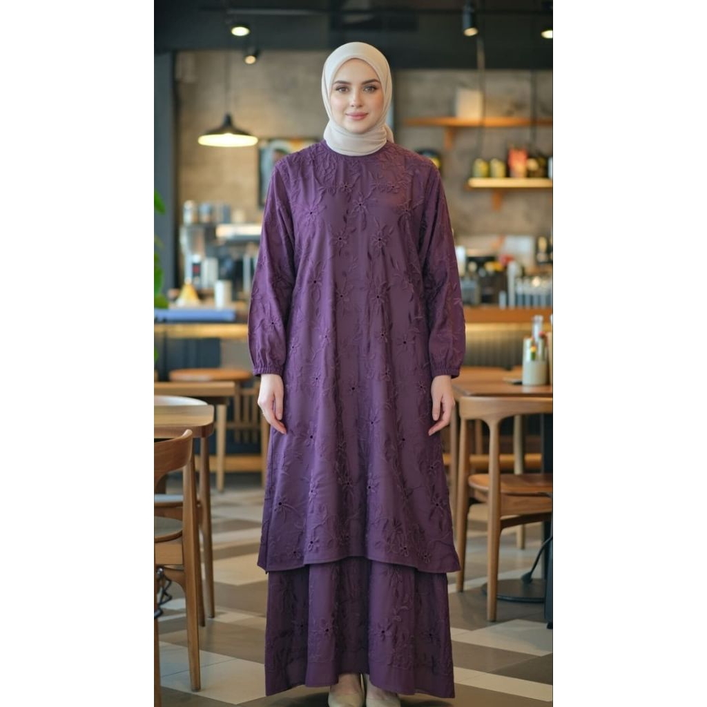 dress gamis katun bolong premium full furring gamis wanita bordir sultan cod