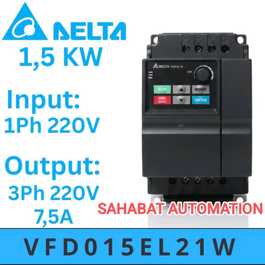 VFD015EL21W Inverter Delta 1.5KW 2HP 220V Delta EL-W 1.5 kw 2 HP 220V Inverter Delta VFD015EL21W 1 I