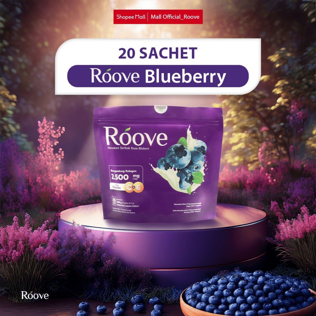 ROOVE Collagen Drink Blueberry BPOM Halal Minuman Kolagen Glowing