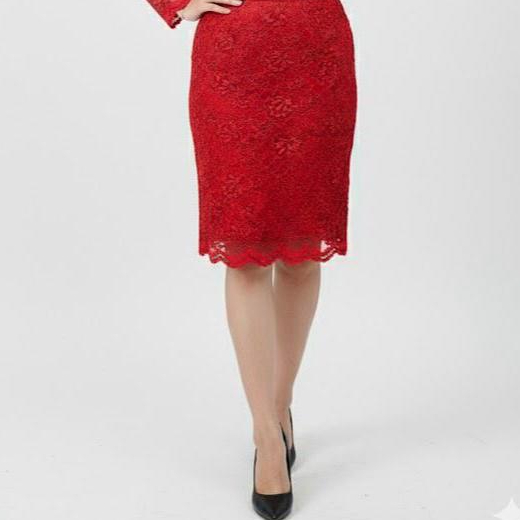 Eprise Skirt Pendek Brukat RED & GREEN  | Bottom Skirt Wanita | Rok Pakaian Kerja Wanita | Bawahan C